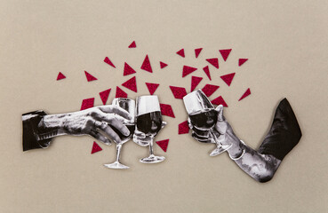 Red wine celebration collage