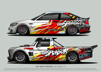 Race car wrap design vector for vehicle vinyl sticker and automotive decal livery
