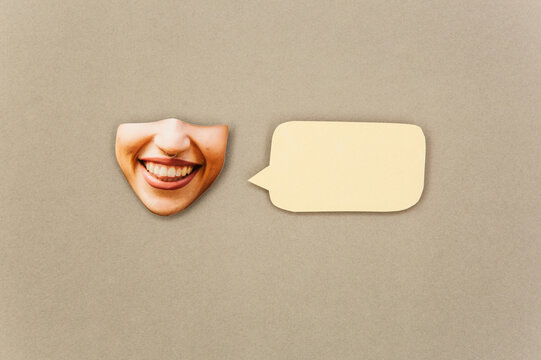 Smiling woman with speech bubble