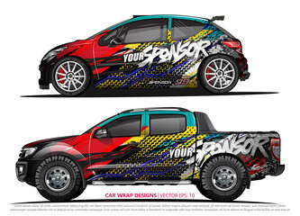 Race car wrap design vector for vehicle vinyl sticker and automotive decal livery
