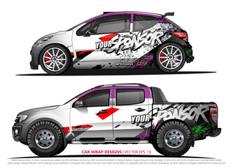 Race car wrap design vector for vehicle vinyl sticker and automotive decal livery

