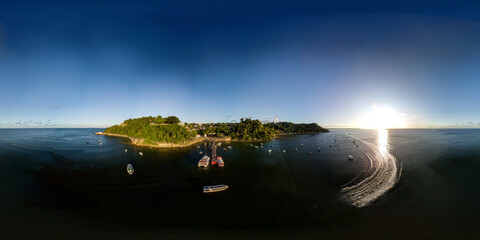 Imagem panorâmica de 360 graus de Morro de São Paulo, Ilha de Tinharé, Cairu, Bahia, Brasil