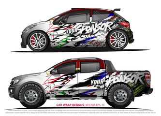 Race car wrap design vector for vehicle vinyl sticker and automotive decal livery
