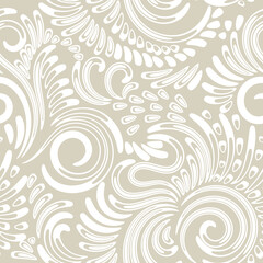 Seamless pattern with spiral elements in monochrome