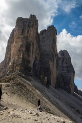 Mountain trail Tre Cime di Lavaredo in Dolomites in Italy