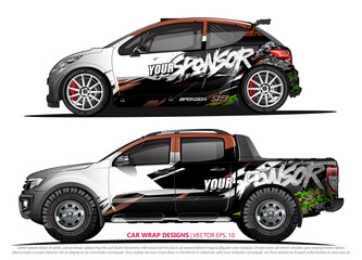 Race car wrap design vector for vehicle vinyl sticker and automotive decal livery
