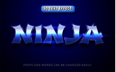 Ninja blue 3d editable text effect