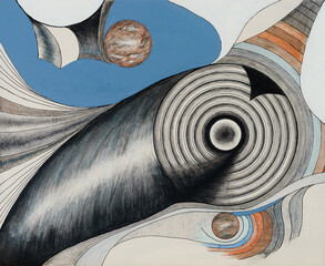 An abstract painting with an element of fantasy.