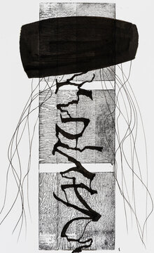 Monochrome Calligraphic Abstract Art.