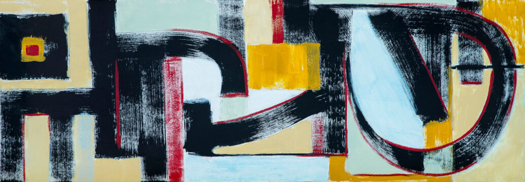 Connected Black Shapes on a coloured Background.