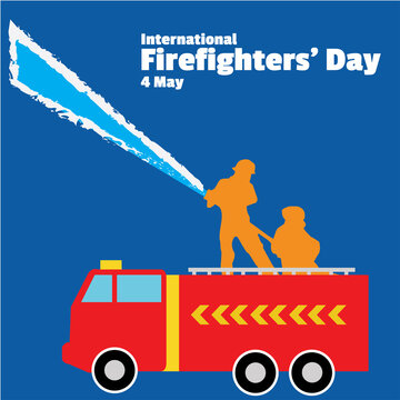 Vector for International Firefighters Day. Simple and elegant illustration. Fire engine pictures