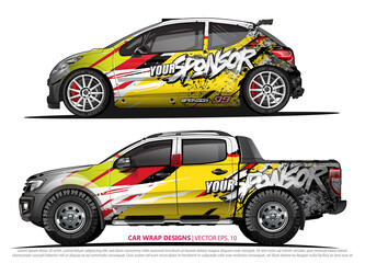 Race car wrap design vector for vehicle vinyl sticker and automotive decal livery
