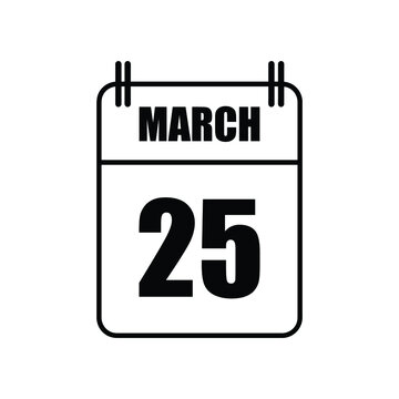 recommend clip art: Outline 25 March Calendar Icon Vector Illustration . Date , Day Of Mouth	