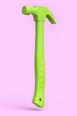 Hammer with a rubberized handle isolated on pink monochrome background