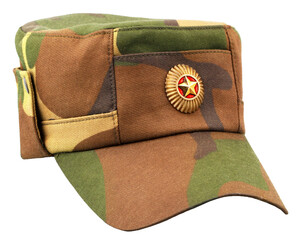 soviet army camouflage cap isolated on a white background