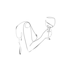 Wine Hands Art Print, Wine Woman Line Art, Wine Drinker Poster, Minimalist Wine Lover Art, Line Drawing Wine Glass, Line Art Wine Print, White background