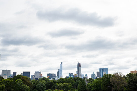 Cityscape of buildings in a cloudy day 