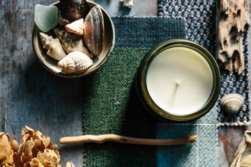 Home fragrance still life ocean theme