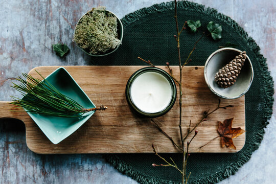Home fragrance still life woodland theme