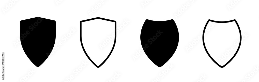 Poster shield icons vector set. protection shield icon. security symbols isolated. vector