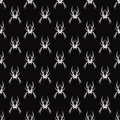 Abstract pattern tattoo spider sketch. Artistic death metal logo design. White illustration in Metalcore style on a black background.