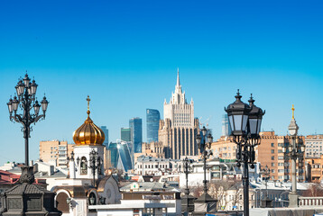 Moscow. Russia. Urban landscape from the side of the Cathedral of Christ the Savior