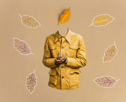 Fall collage jacket and leaves