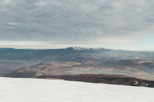 Snow covered mountains peaks 