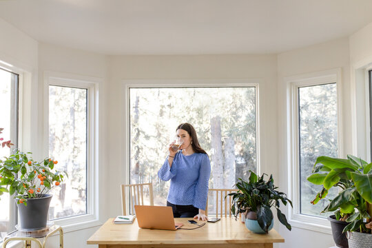 Drinking Coffee While Working At Home