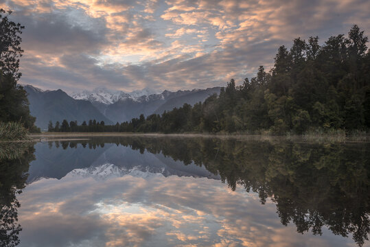 Lake Matheson at sunrise.  South Island New Zealand