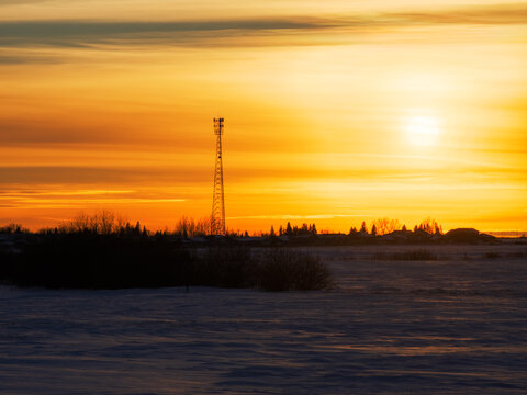 Signal Towers  in sunset