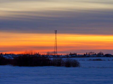 Signal Towers  in sunset - Powered by Adobe