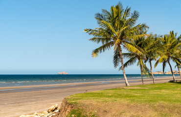 Landscape of Shatti Al Qurum Beach in Muscat, Sultanate of Oman, Middle East