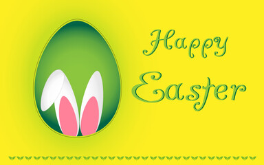 Happy easter with decorated egg and bunny. Holiday greeting.Vector illustration.