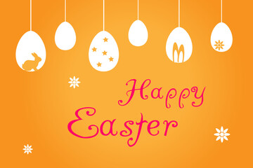 Happy easter with decorated egg and bunny. Holiday greeting.Vector illustration.