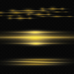 Transparent shining sun, bright flash. Vector sparkles. Bright Star. Yellow glowing light explodes on a transparent background. Sparkling magical dust particles. To center a bright flash.