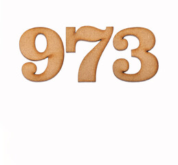 Number 973 - Piece of wood isolated on white background