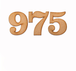Number 975 - Piece of wood isolated on white background