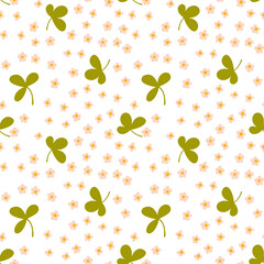 Vector seamless pattern. Sweet red fruit berry with flowers and leaves. Summer background for social medai. Promotion of food market, local shops. For printing on paper and fabric, banners, wallpaper.