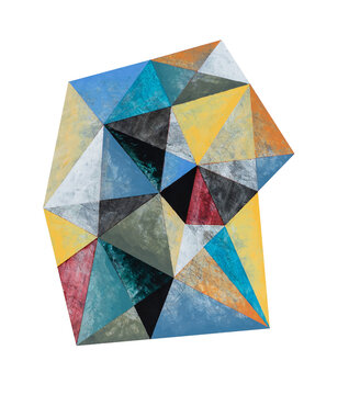 A Painting of a Crystalline Shape, Isolated on White.