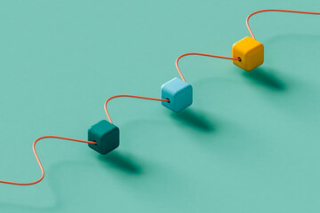 Abstract cubes on a pink wire