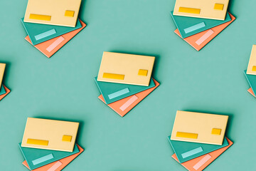 colorful credit cards. cashless society concept. 