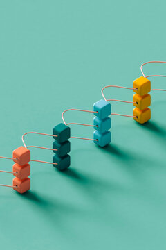 abstract composition with wires and colorful cubes. 