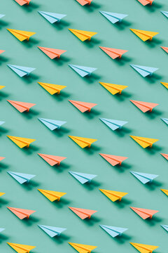 Pattern Of Paper Planes On Blue Background