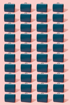 mosaic of blue suitcases