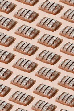 mosaic of rye bread loaves