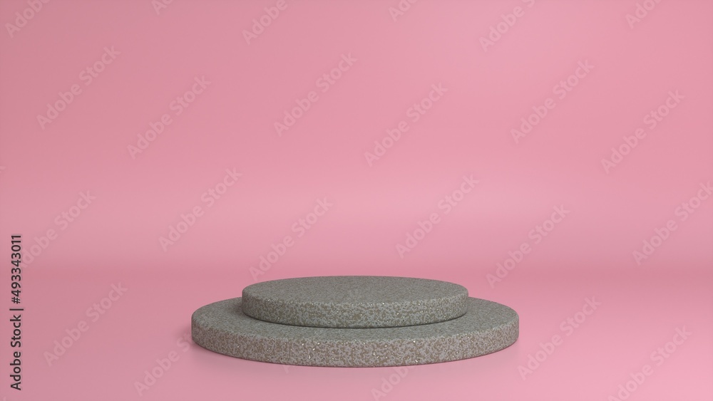 Poster stone podium and abstract pink background. blank showcase mockup with empty round stage. abstract ge