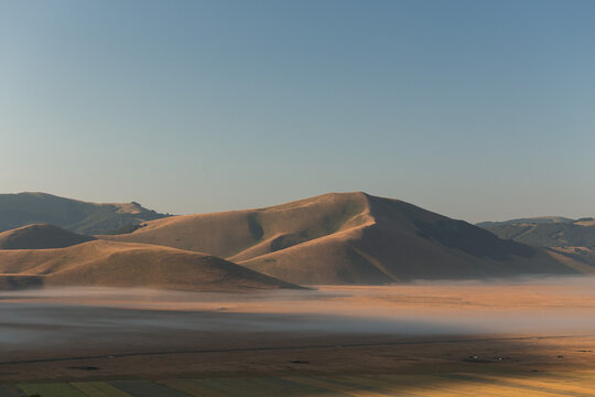 Sibylline Mountains in the clouds on a summer morning.