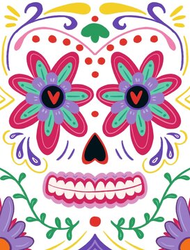 Día de muertos mexican skulls illustration