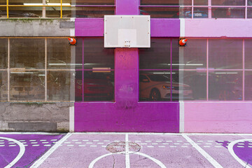 empty purple basketball court